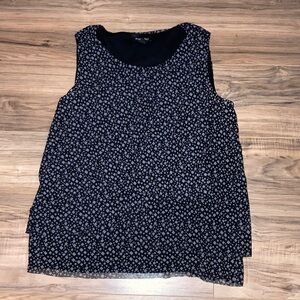 #61. Roz & Ali - Sleeveless Black & Grey Diamond Layered Tank Top